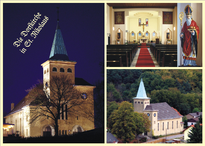 Bilder der Dorfkirche St. Nikolaus als Postkarte von 2009.